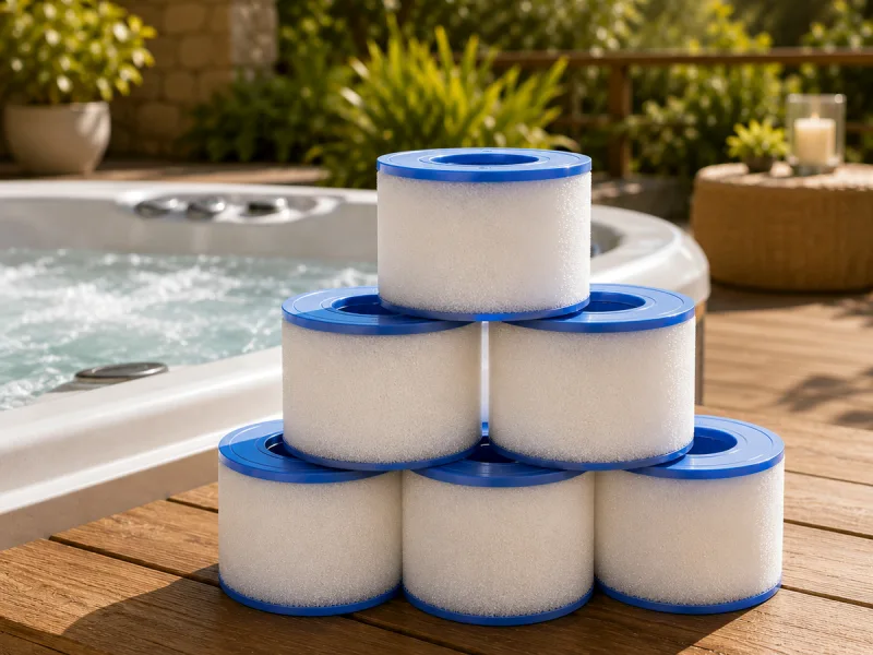 Cartouches de spa lavables près d'une eau de spa claire